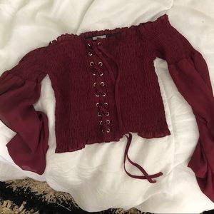 Lace Up Off the Shoulder Top